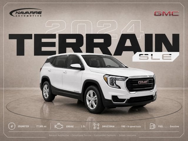 2024 GMC Terrain SLE in Summit White — front three-quarter view